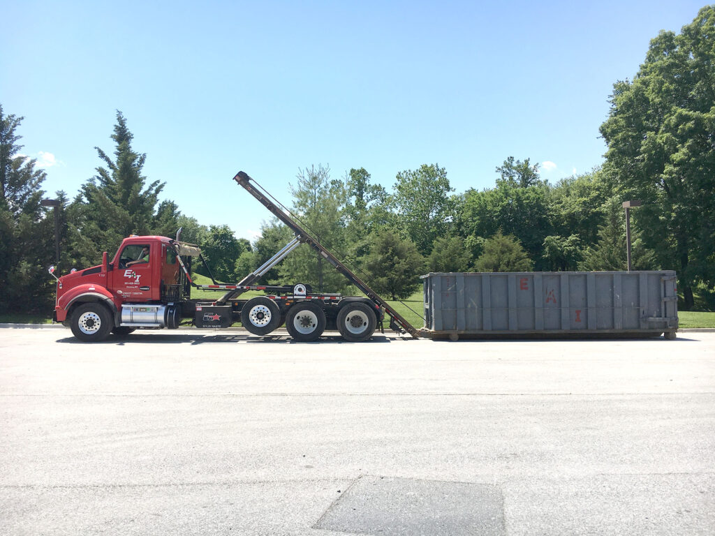 drop off waste container & cans