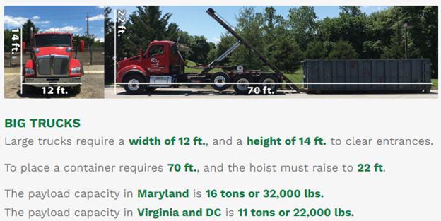 EAI large trucks size & clearance